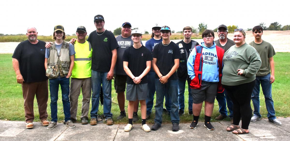 Pictured are Adena team members (from left) Gary Timmons, Broden Souers, Drew Miner, Lake Kellis, Kirk Kellis, Connor McBee, Reed Drum, Kicston Smith, Luke Hines, Mason Drum, Mark Canter, Kaylee Drum, and Davis Lane. Not pictured are Laney Miner, Maddie Miner, Mason McCloskey, Cooper Kendall, and Tate Cottrill.