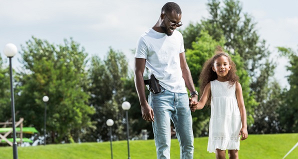Black family man with gun